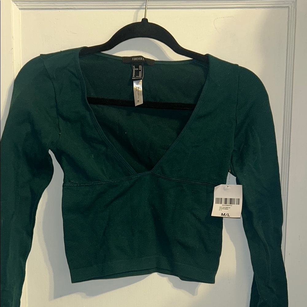 Forest Green V-Neck Women's Top